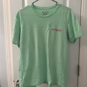 Columbia Mint Green T-Shirt with Pink Logo